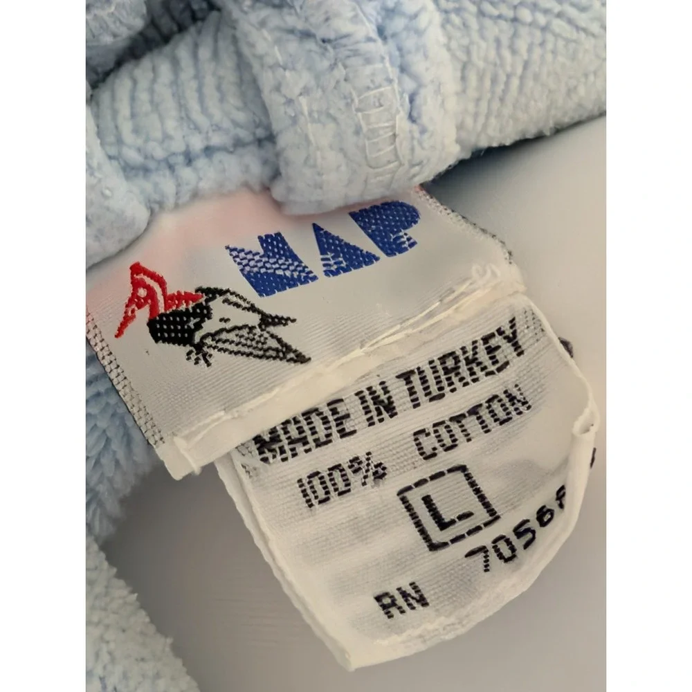 Vintage WAM 100% Turkish Cotton Bathrobe – Light Blue Spa Plush Luxury Robe L